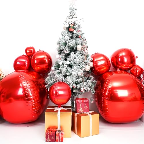 Image of 50 Inch Metallic Red Round Foil Balloons 3pcs Large Mylar Balloons