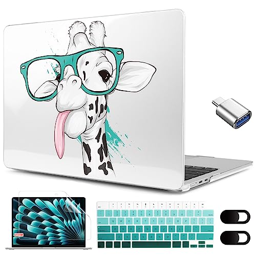 Image of MEEgoodo for M5 /M4 /M3 /M2 MacBook Air 15 inch Case 2026 2025 2024 2023, Case Fit Model (A3448 /A3241 /A3114 /A2941) for MacBook Air 15.3 inch, Funny Giraffe