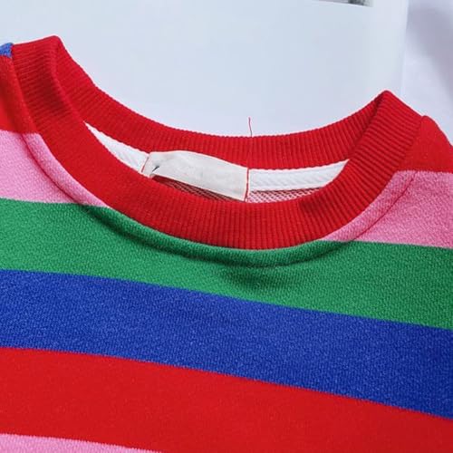 Baby Boys Girls Pullover Colorful Striped Loose Fit Sweatshirt Fall Round Neck Long Sleeve Cute Casual Tops4
