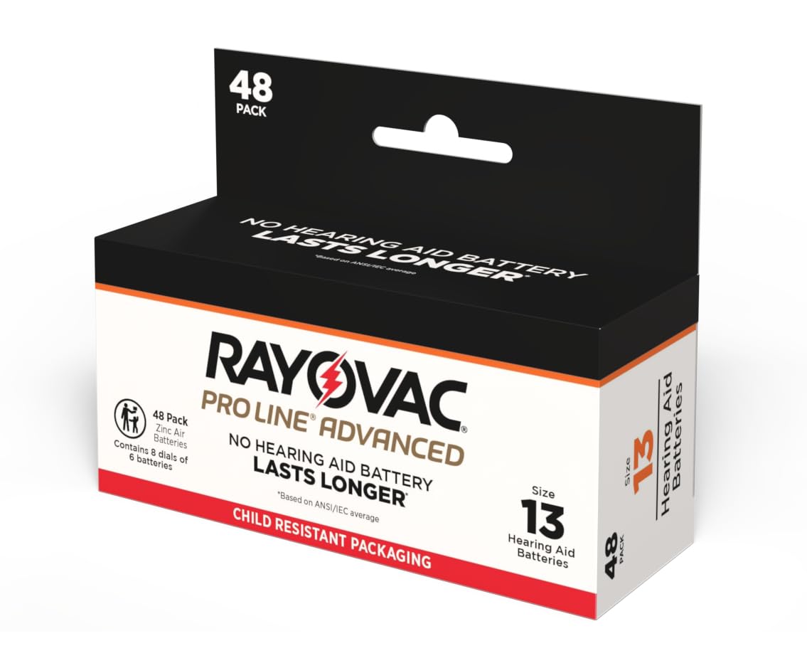 Rayovac Proline Advanced Size 13 Hearing Aid Batteries. 48 Batteries Total.