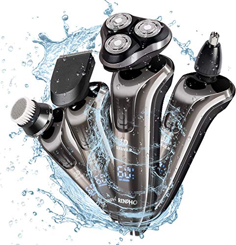 Electric Shaver for Men, RENPHO 3D Rotary Shaver Razor Wet & Dry Waterproof Electric Razor USB Rechargeable Beard Pop-up Trimmer Cordless Foil Shaver, Best Gift for Father Husband Boyfriend Brother