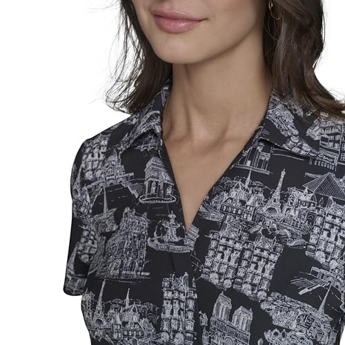 Image of Karl Lagerfeld Women's Short Sleeve Surplice Neck Faux Wrap Belted Mini Dress