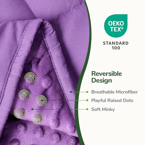 Image of Sivio Weighted Blankets for Adults, Queen Size Soft Minky Heavy Blanket for Calm Sleeping, Brethable Cooling Weighted Throw Blanket for Men and Women, Purple, 60 x 80in, 15lbs