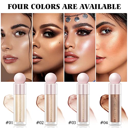 Befivecok Liquid Highlighter Makeup, Natural Silky Shimmer Finish Liquid Face Highlighter, Highly Pigmented, Long Lasting, Lightweight, Blendable, Soft Cream Highlighter For Face, 0.25Fl.oz (#01 White Gold Shimmer) #TOP3