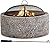 Sunjoy 26 in. Stone Fire Pit, Patio Outdoor Round Wood Burning Fire Pits for Outside with Spark Screen and Poker, Brown & Black