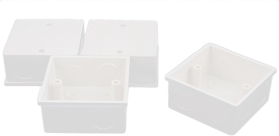 uxcell 4 Pcs 86mm x 86mm x 40mm Square Design PVC Switch Pattress Back Box