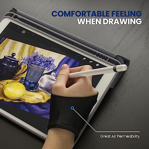 Image of SereneLifeHome SereneLife Two-Finger Glove for Graphics Drawing Tablet-Designed for Graphic Tablet /Light Box /Tracing Light Pad Use|Great Air Permeability and Strong Tensile Resistance,Black