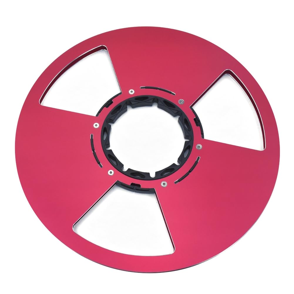 UDSKNV[KSL Edge Polished 10 Inch 3 Hole Empty Reel for Reel for Tape Hub Red Aluminum Take Up for Tape Recorder Red