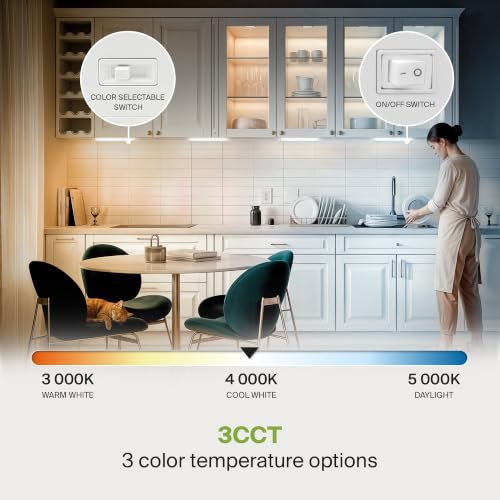 Image of ASD LED Under Cabinet Lighting, 18 inch 8W 715 LM, Dimmable Hardwired Under Cabinet Lights for Kitchen, 3000K Soft /4000K Cool /5000K Daylight, Under Counter Light Fixtures, ETL, White, Bullnose Design
