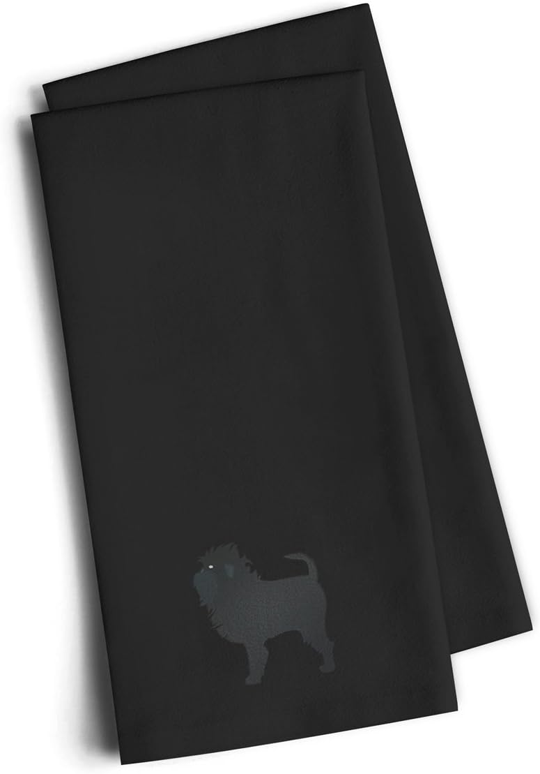 Caroline's Treasures BB3381BKTWE English Setter Black Embroidered Towel Set of 2 Decorative Bathroom Guest Hand Towel for Hand, Face, Tea, Dishcloth, 19 X 25, Black