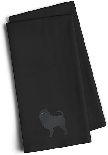 Caroline's Treasures BB3448BKTWE Affenpinscher - Juego de 2 toallas bordadas negras decorativas para manos, cara, té, paños de cocina, 19 x 25 Negro