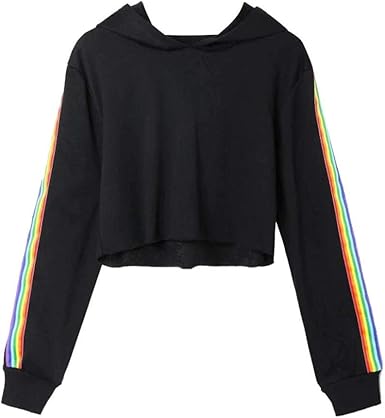 black jumper with rainbow stripe