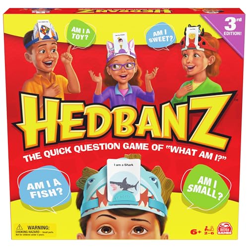 Spin Master Games, Hedbanz 3rd Edition with New Cards & Headbands, Picture Guessing Card Game, Quick...