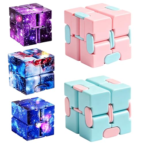 Infinity Cube - 5-Pack Fidget Cube Toy for Stress & Anxiety Relief - Cube Fidget Toy Portable Sensory Toy - Perfect for Focus and Calm