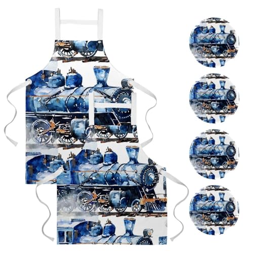 Tablier de serveuse bleu aquarelle idéal pour le nettoyage et le bar