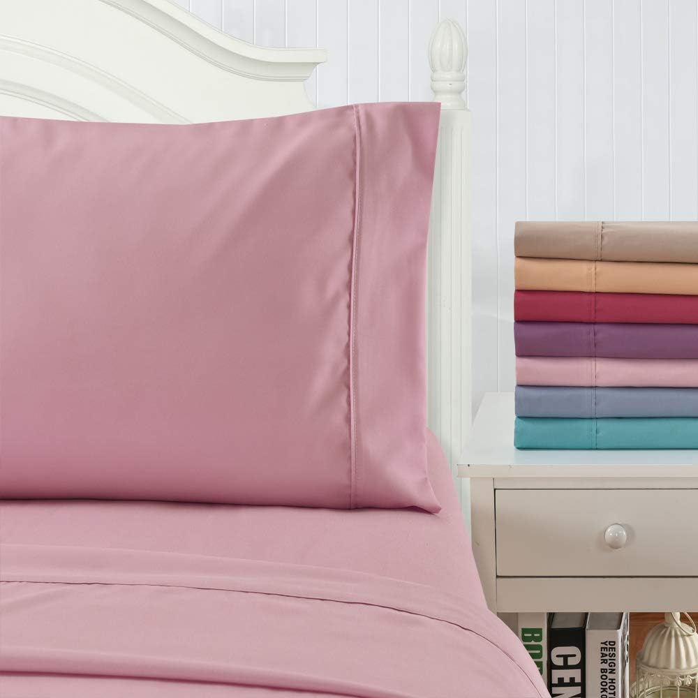 Janluxe Bed Pillow Covers 1500 Series Brushed Microfiber Pillowcase Pack of 2 (20" x 40" King Pillowcase, Light Pink)