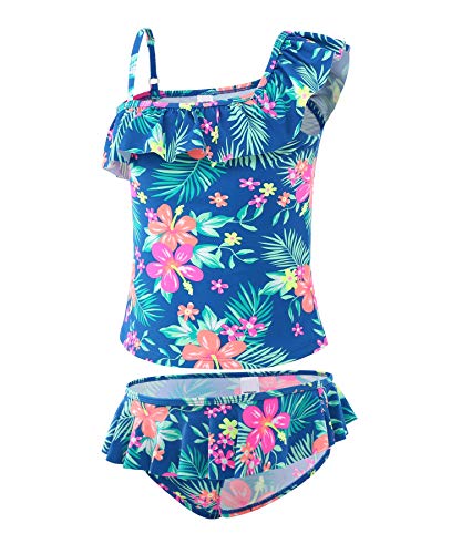 Image of Girls Two Piece Swimsuits Hawaiian Ruffle Tankini Swimwear Bathing Suit Set