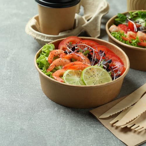 50% Off 15-Pack Kraft Paper Bowls with Lids for Hot/Cold Food