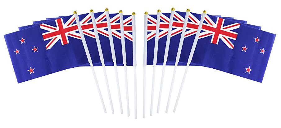 10 packs, 34 North and South American plastic poles, hand waving flags (New Zealand) — image 1