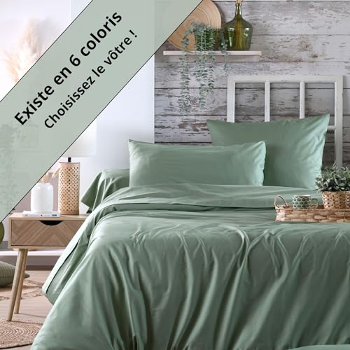 Funda nórdica verde para cama individual hecha en percal de algodón 100% 7