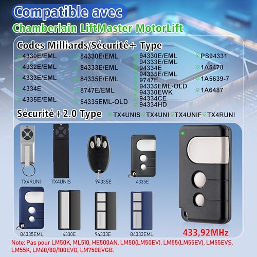Mando de garaje 84335EML compatible con Chamberlain, LiftMaster y MotorLift (Pack de 2) 3