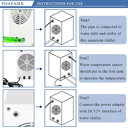 Poafamx 5gal Aquarium Water Chiller 20L Fish Tank Cooling System 25-40℃ Temperature Setting Constant Quiet for Home Use Jellyfish Coral Aquaculture 110V with pump (20L Chiller)