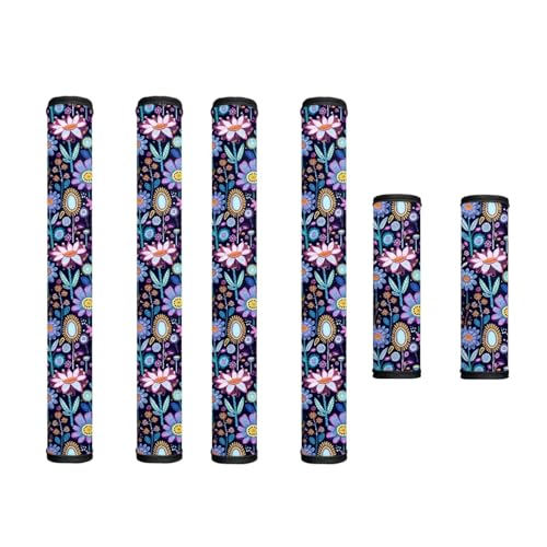 Image of 6 PCS Refrigerator Door Handle Covers Kitchen Electrical Appliances Handle Protector Easy Installation Keep Off Stains Dust Fingerprint Smudges, Hippie Flower Lotus Blue
