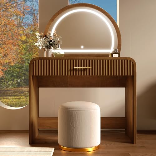 Fiorune 39" Makeup Vanity Desk with Touch Control LED Lighted