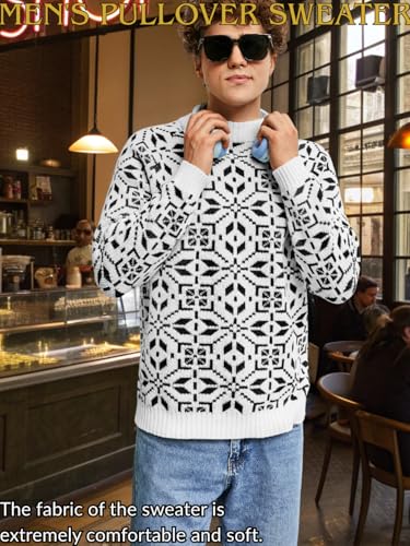 Men's Nordic Snowflake Chunky Sweater - Image 3