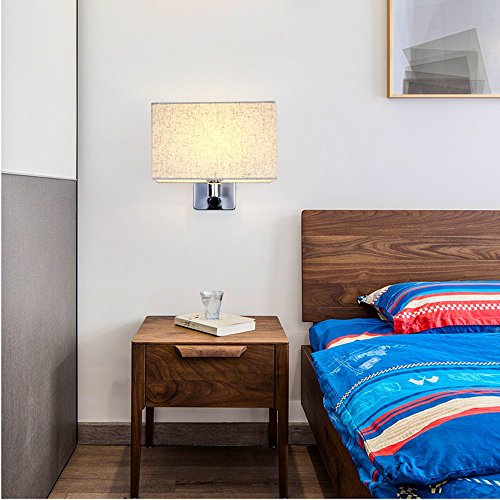 LHTCZZB Carré Tissu Abat Jour Applique Moderne Chaude Chambre Chevet Lampe Électrodéposée Corps Corps Applique Murale E27 - Image 5