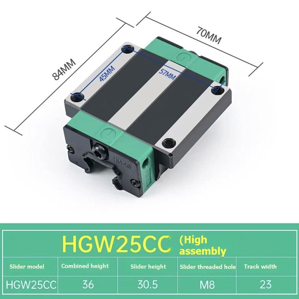 2 Stück HGW25CC Lineargleitlager HGH20CA Quadratischer Gleitblock für HGR25 Hochleistungs-CNC-Linearführung