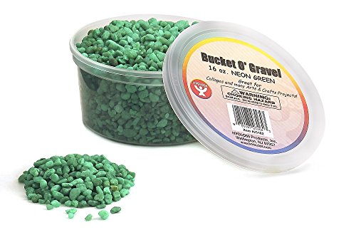 Hygloss Products, Inc Craft Rocks Mini Stones for Art Projects-Bucket O' Gravel, Neon Green, 1 lb