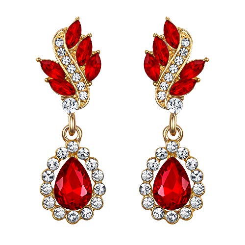 EleQueen Women's Austrian Crystal Art Deco Tear Drop Dangle Earrings