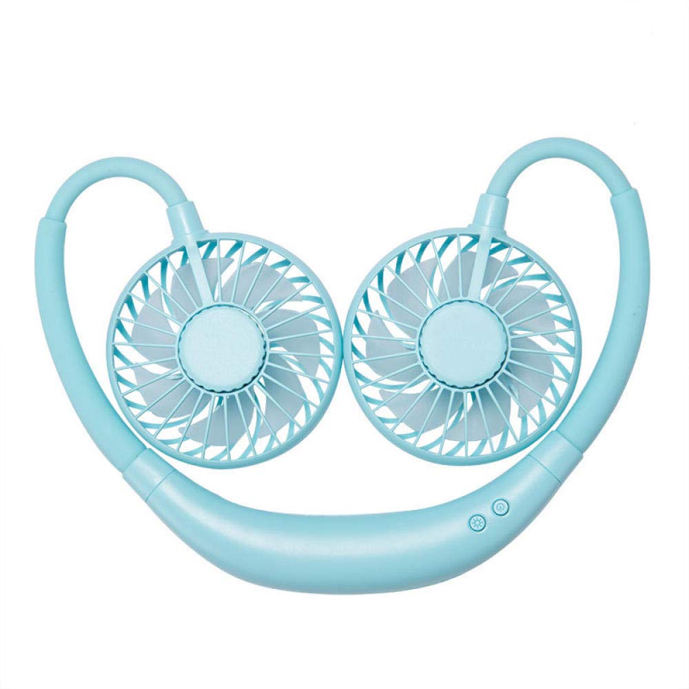 ZFPKXHVMG Bladeless Personal Fan, USB Handheld Fan LED Lazy Mini Fragrance Sports Hanging Neck Multicolor(Blu)