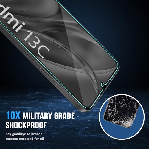 Image of ArmourPro Military Grade Matte Anti-Glare Tempered Glass Screen Protector for Redmi 13C, 13C, Poco M6 and C65 (6.74 Inch) With Installation Kit | Edge-to-Edge Protector Coverage | Black (Pack of 2)