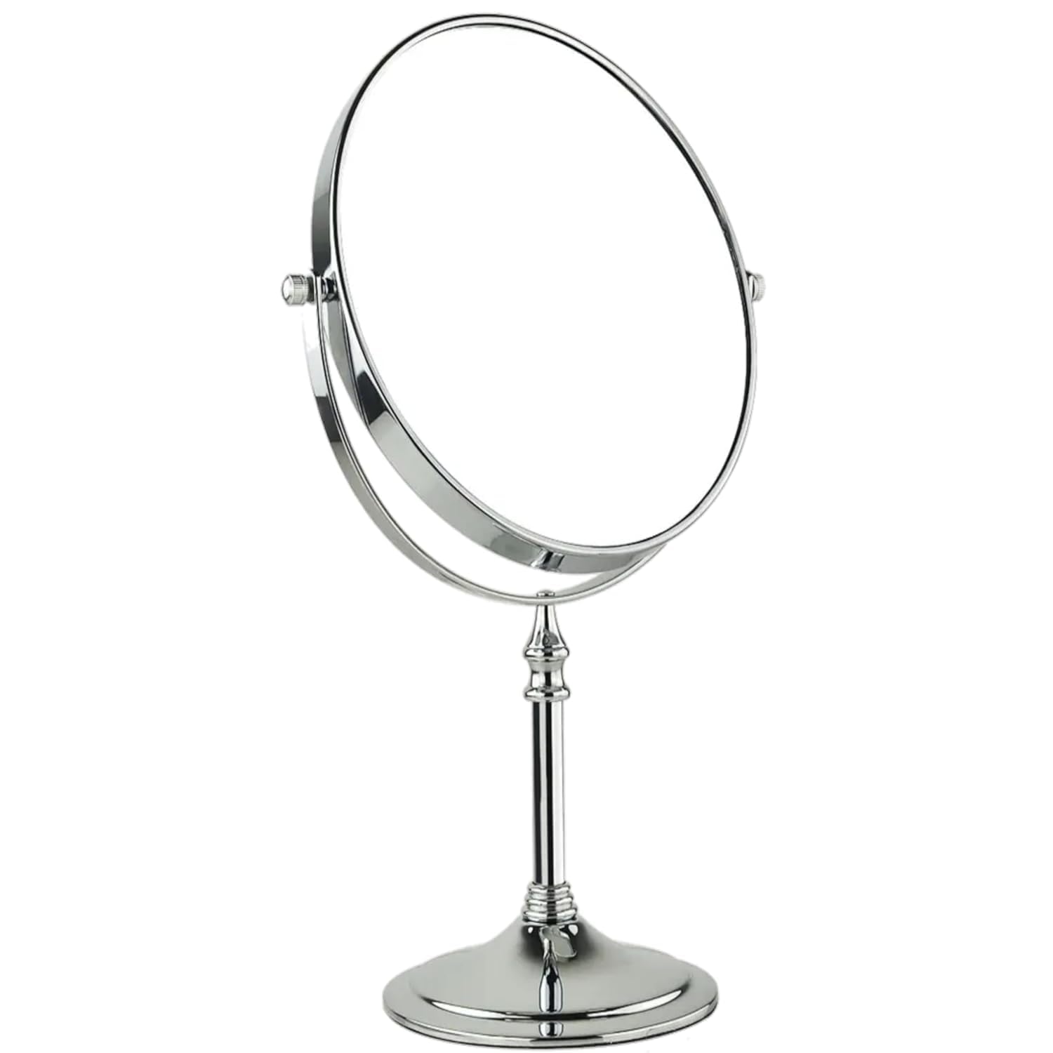 JURAGH Dual Sided Magnifying Tabletop Mount Oval Plastic Frame Mirror Make Up Mirror Portable Table Mirrors with Stand for Woman&Man Chrome Finish (Silver) (Pack of 1)-image-26