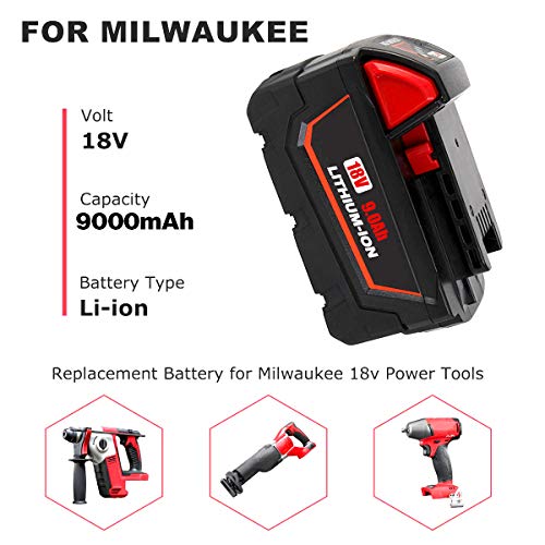 VANON 18v Replace for Milwaukee Tool Battery, 9.0Ah Lithium-ion Battery for Milwaukee m 18b 48-11-1820 48-11-1850 48-11-1860 48-11-1828 48-11-10 Cordless Power Tools