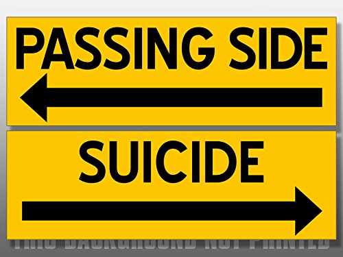 Set of 2: Passing Side and Suicide Sticker Decal ICS (Safety Truck Driver semi Wide Turn) 3 x 9 inch