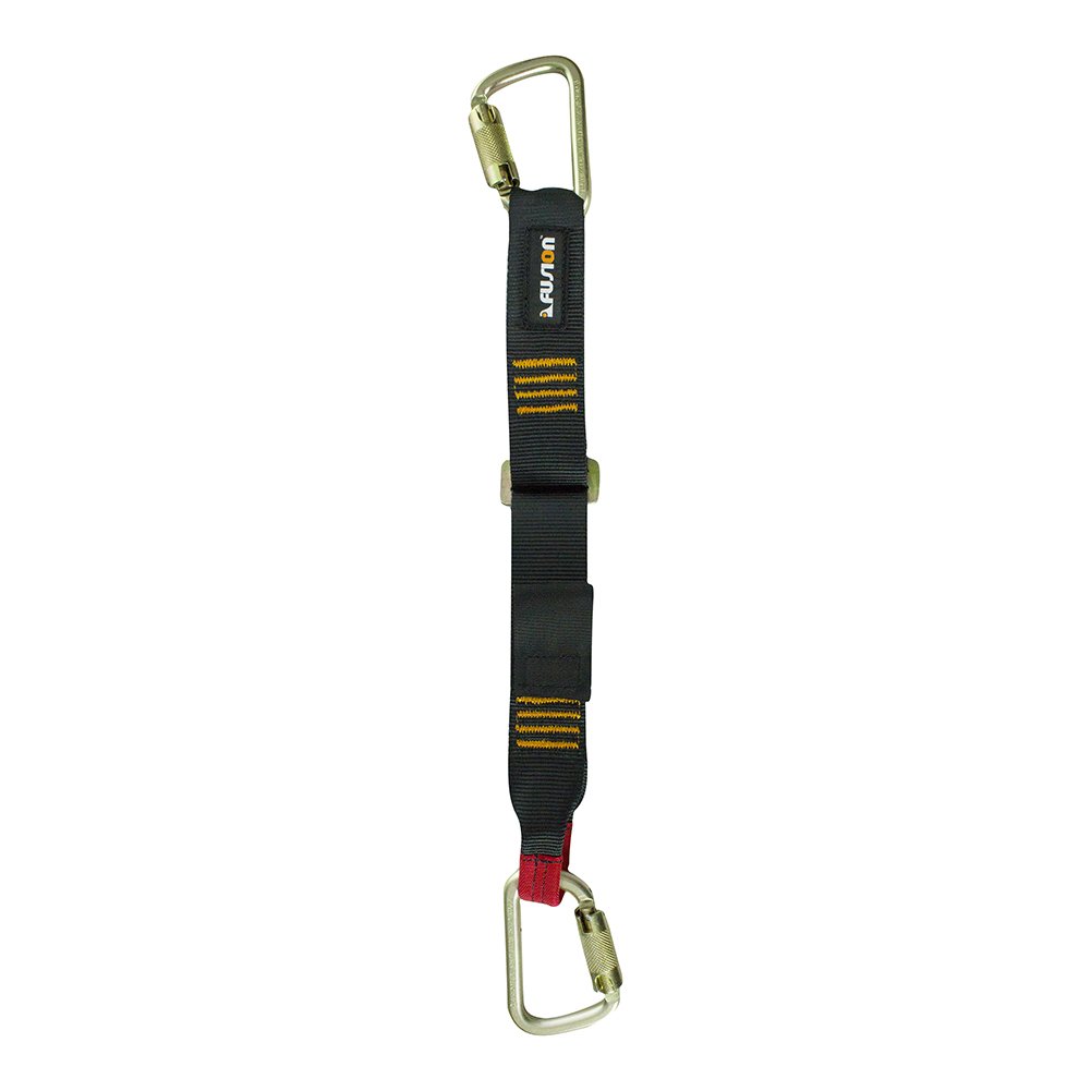 Adjustable Zipline Lanyard with Steel Carabiners 23kN Black, LS-24-9005-9005-BK36