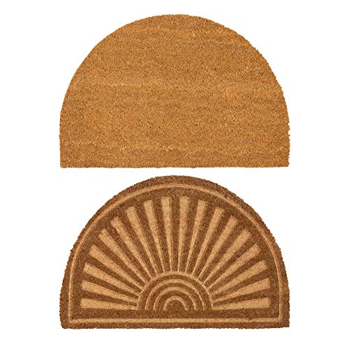 Nicola Spring Coir Half Moon Door Mats - 60 x 40cm - Embossed - Pack of 2