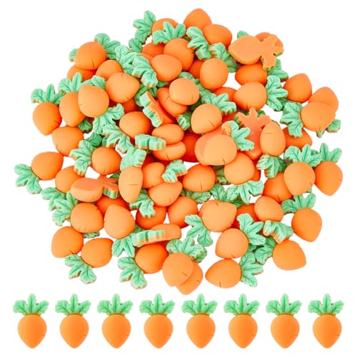 SUPERFINDINGS 80 Stück Mini Karotten Cabochons Aus Kunstharz Osterkarotten Verzierungen Gemüse Ornamente Dekorative Häschen Karotten Flatbacks Ornamente Für Die Küche Zu Hause