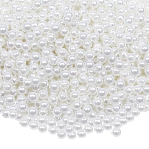 TOAOB 1000 Piezas Perlas Plastico de 5 mm Redondos Abalorios Sueltos de Blanco Cuentas de Acrílico Perlas de Imitación para Bisuteria Hacer Pulseras Collares Joyas