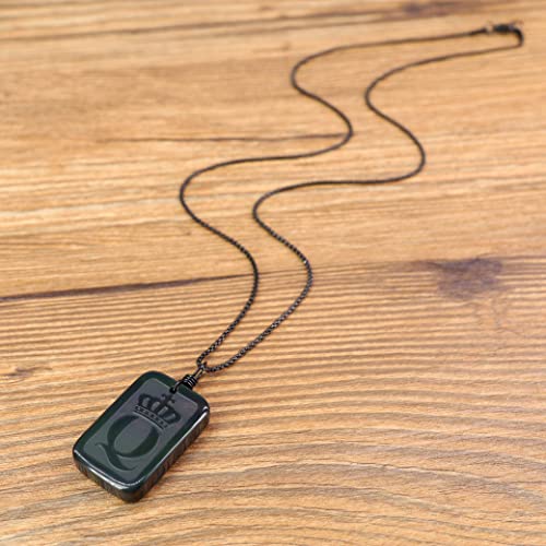 Coai His And Hers Jewelry Obsidian Stone King And Queen Dog Tag Pendant Necklaces #TOP5