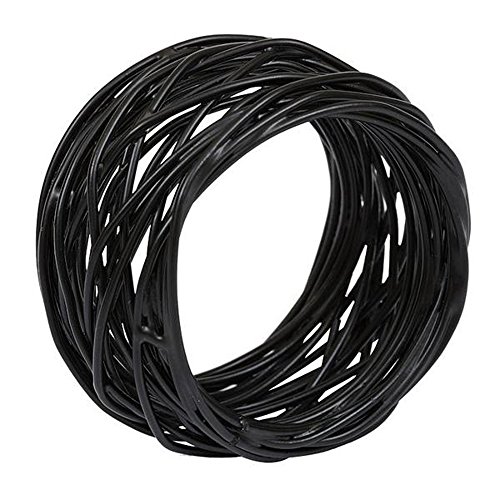 ITOS365 Handmade Round Mesh Black Napkin Rings Holder for Dinning Table Parties Everyday, Set of 6 - Image 2