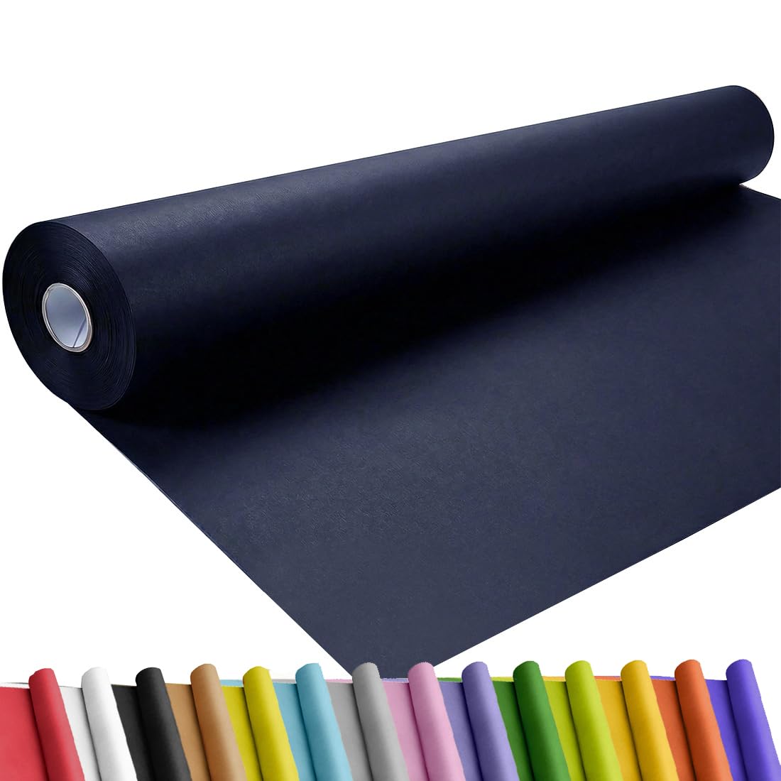 SMART&amp;CASUAL 24" x 1,500" (125') Navy Blue Kraft Craft Paper Roll for Gift Wrapping Bulletin Board Bouquet Flower Art Packing Parcel Table Covering 80GSM 55LB (Navy Blue, 24" x 125')
