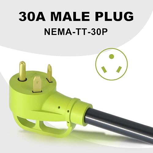 Miniatura 2 de Cable adaptador RV de 30 amperios a 50 amperios con conector de bloqueo, TT-30P macho a SS2-50R hembra adaptador eléctrico para cámper con mango de