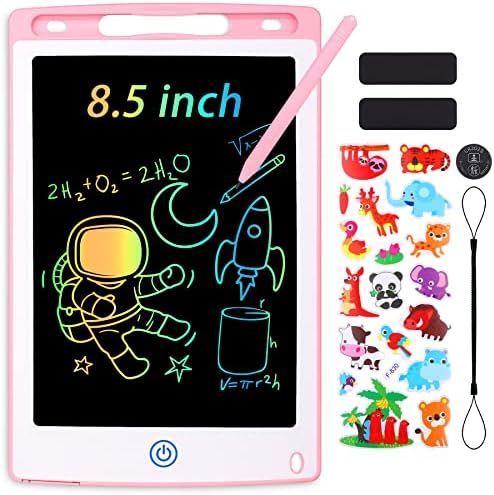 Sofore LCD Writing Tablet for Kids, 10 inch Colorful Screen Kids Drawing Board Doodle Pads Kid's Toys Birthday Present for 3 4 5 6 7 Girls Boys Learning Toys, Free Animal Cartoon Stickers (Black)