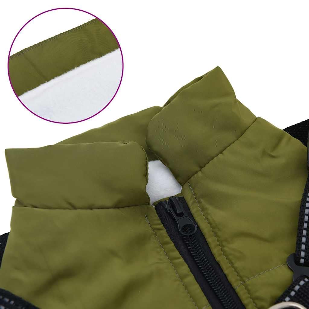 Cappotto per cani con imbracatura regolabile, impermeabile, riflettente, verde militare, L24, in pile di poliestere, cappotto invernale per passeggiate in caso di pioggia, neve e vento