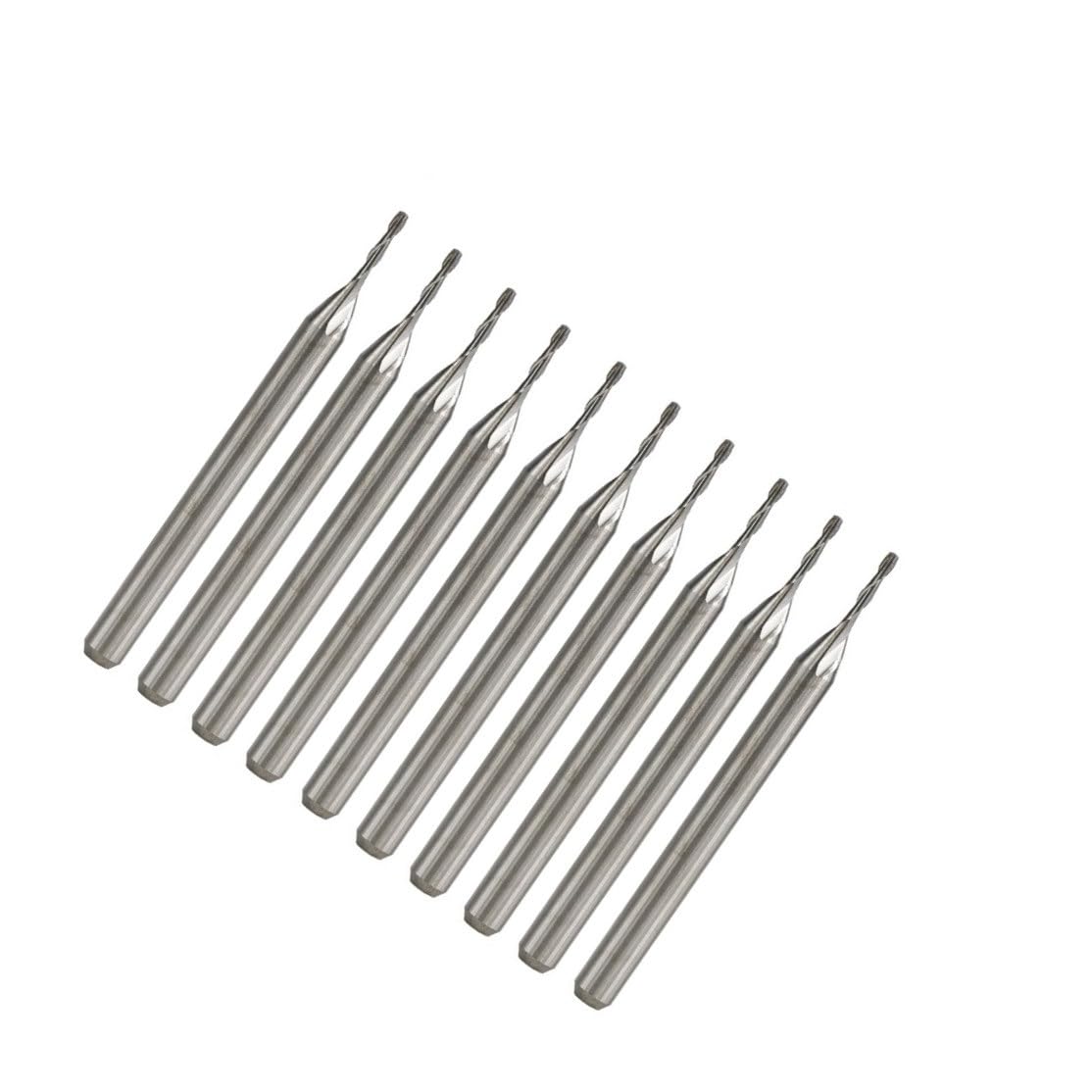 10pcs Ball Nose Router Bits 3.175mm Shank Sprial Milling Cutter Carbide End Mill Length 38mm Set 2 Flutes CNC Engraving Bit