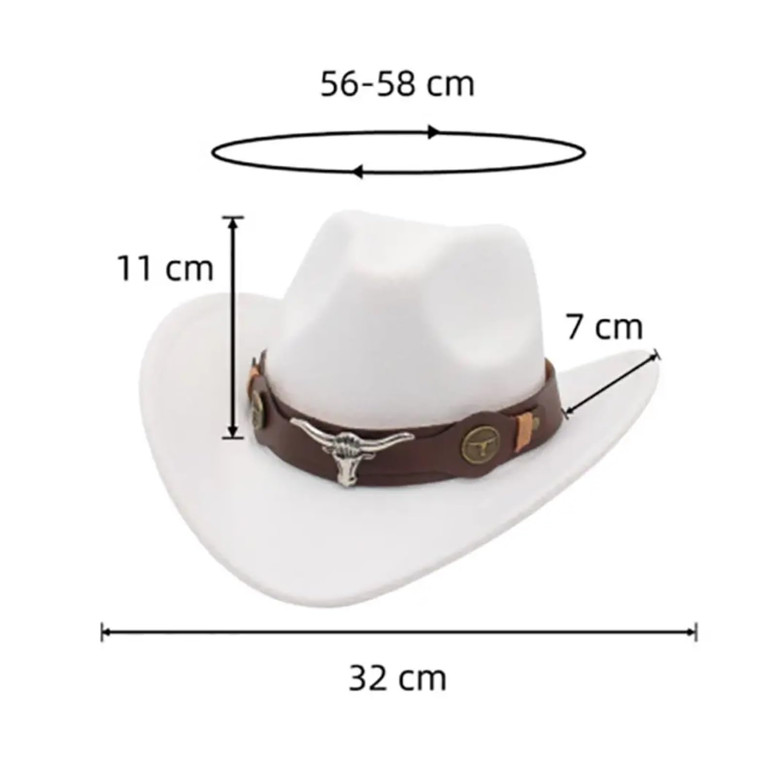 Sombrero de vaquero con accesorios cabeza buey y banda vaca, sombrero copa estilo tibetano, étnico, gorra vaquera ala enrollada Para Halloween y Festivales
